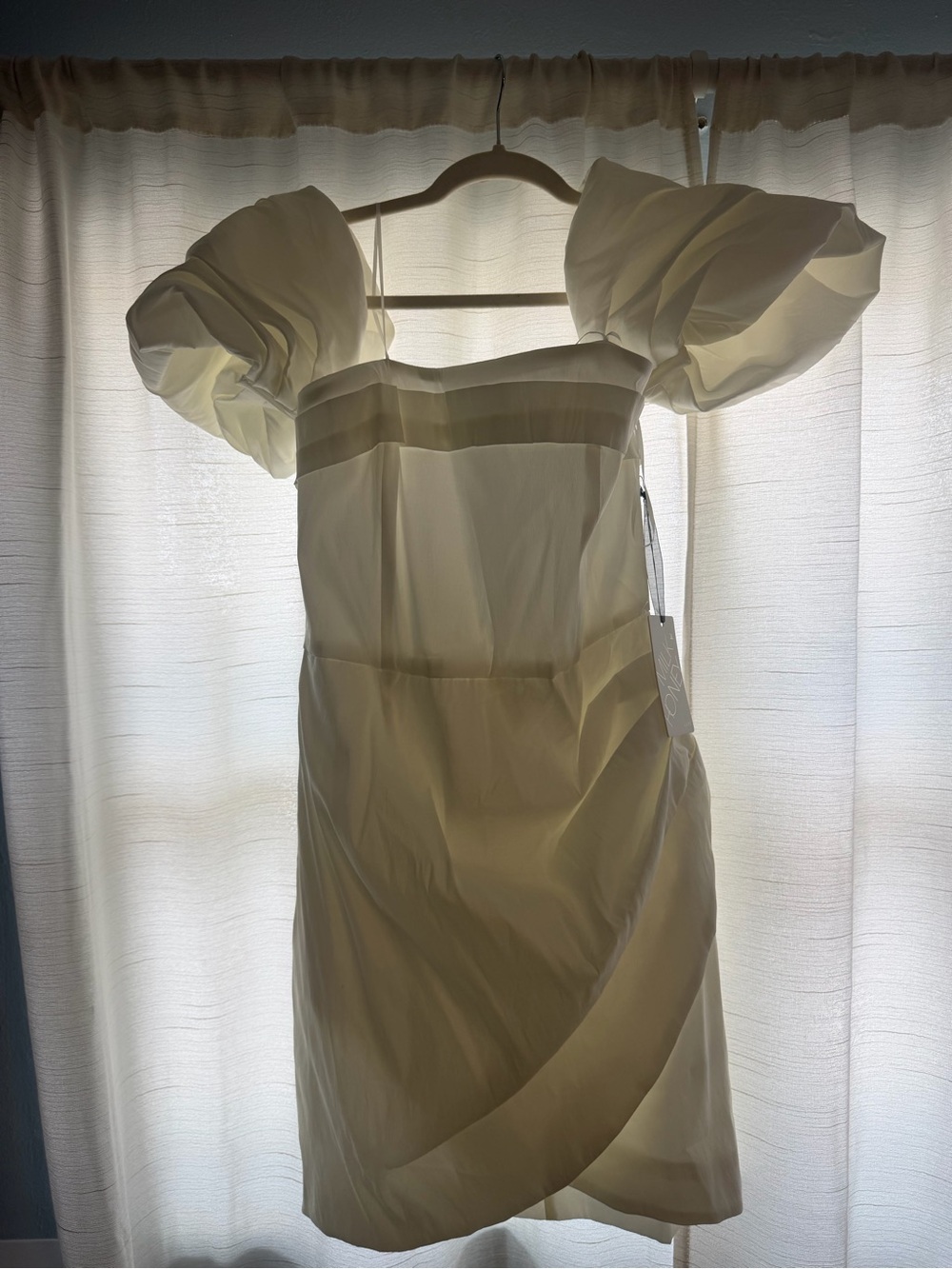 Off-White Puff-Sleeve Mini Dress